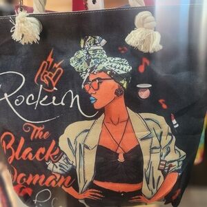 Stylish Black Graphic Tote Bag